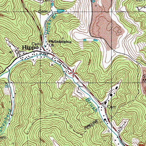 Topographic Map of Brush Creek School, KY