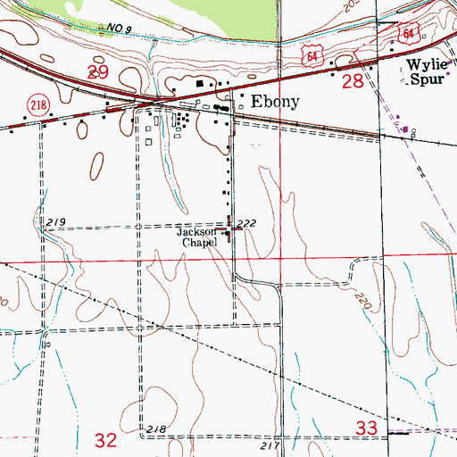 Topographic Map of Ebony School, AR