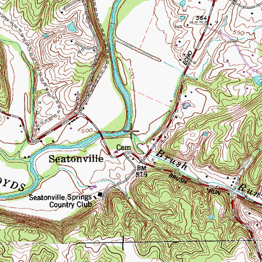 Topographic Map of Brush Run, KY
