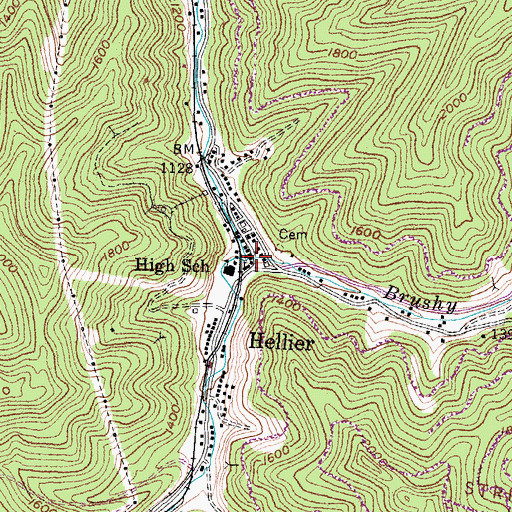 Topographic Map of Brushy Branch, KY