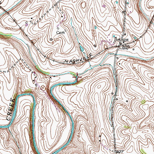Topographic Map of Brushy Creek, KY