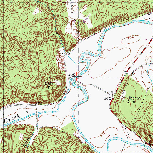 Topographic Map of Brushy Creek, KY