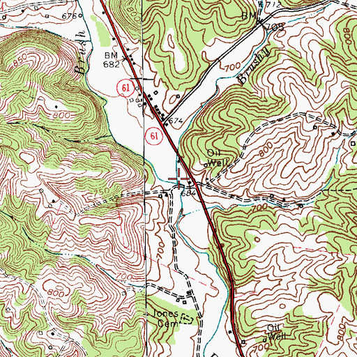 Topographic Map of Brushy Fork, KY