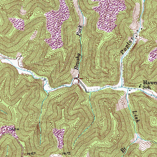 Topographic Map of Brushy Fork, KY