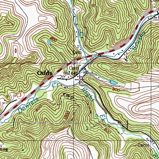 Topographic Map of Brushy Fork, KY