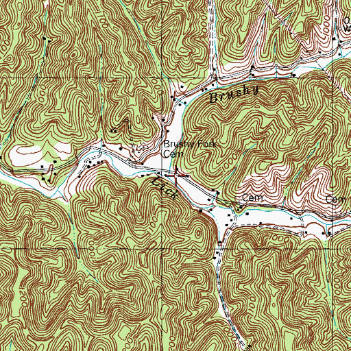 Topographic Map of Brushy Fork, KY