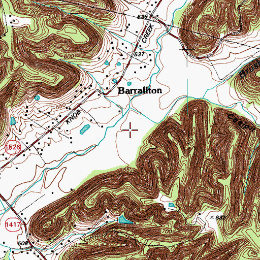 Topographic Map of Brushy Fork, KY