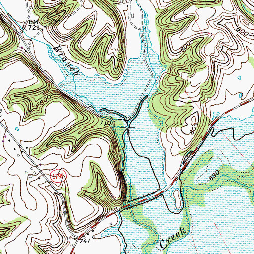 Topographic Map of Brushy Fork, KY