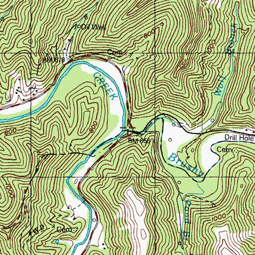 Topographic Map of Brushy Fork, KY