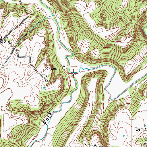 Topographic Map of Brushy Fork, KY