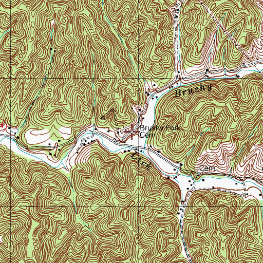 Topographic Map of Brushy Fork Cemetery, KY