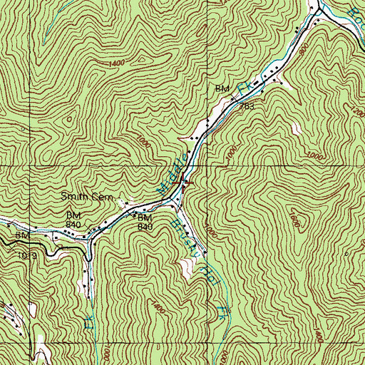 Topographic Map of Brushy Hollow Fork, KY