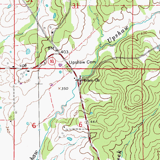 Topographic Map of Eden Church, AR