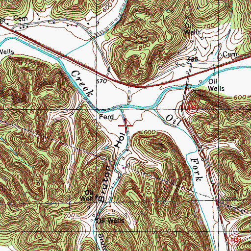 Topographic Map of Bruton Hollow, KY