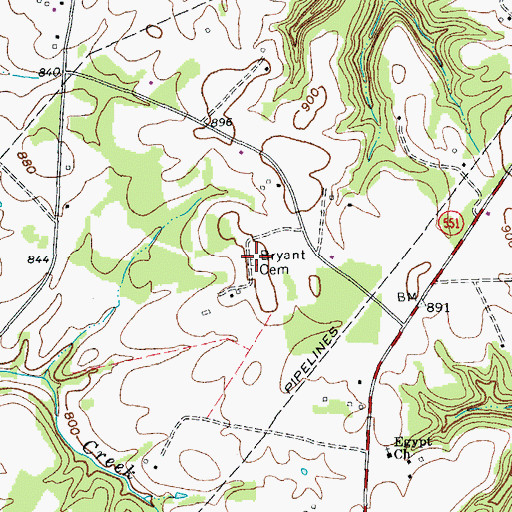 Topographic Map of Bryant Cemetery, KY