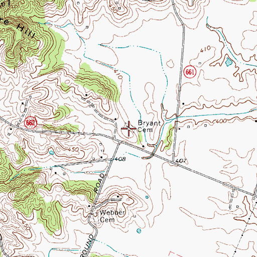 Topographic Map of Bryant Cemetery, KY