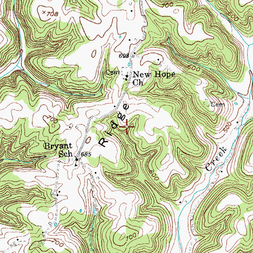 Topographic Map of Bryant Ridge, KY