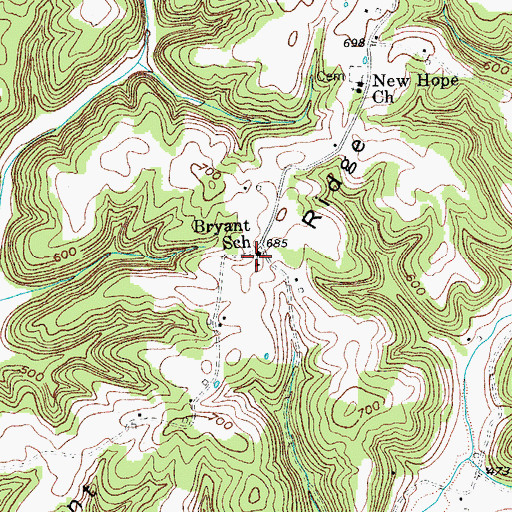 Topographic Map of Bryant School, KY