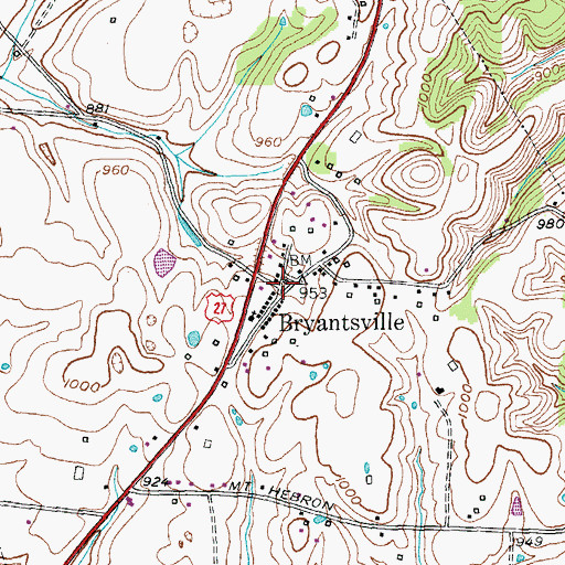 Topographic Map of Bryantsville, KY