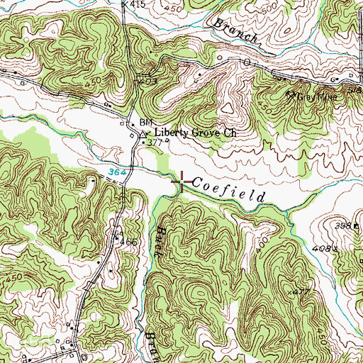 Topographic Map of Buck Branch, KY