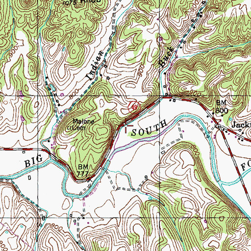 Topographic Map of Buck Branch, KY