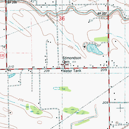 Topographic Map of Edmondson Cemetery, AR