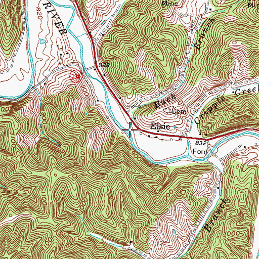Topographic Map of Buck Branch, KY