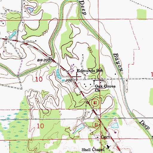 Topographic Map of Edmunds School, AR