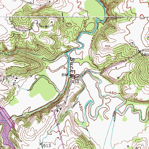 Topographic Map of Buck Creek, KY