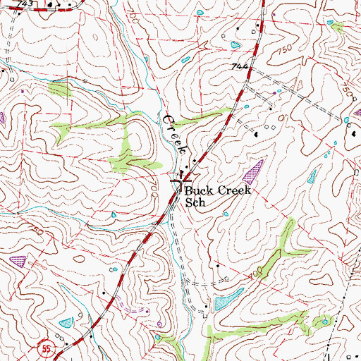 Topographic Map of Buck Creek School, KY