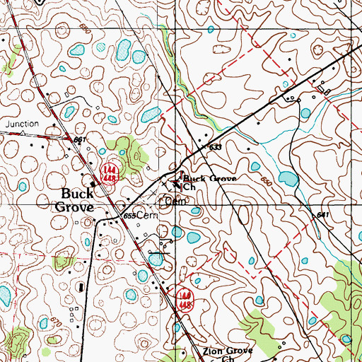Topographic Map of Buck Grove Church, KY