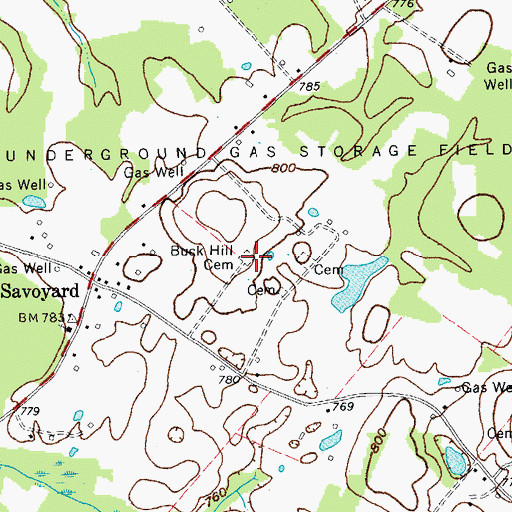 Topographic Map of Buck Hill Cemetery, KY