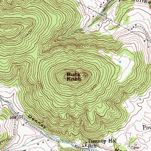 Topographic Map of Buck Knob, KY
