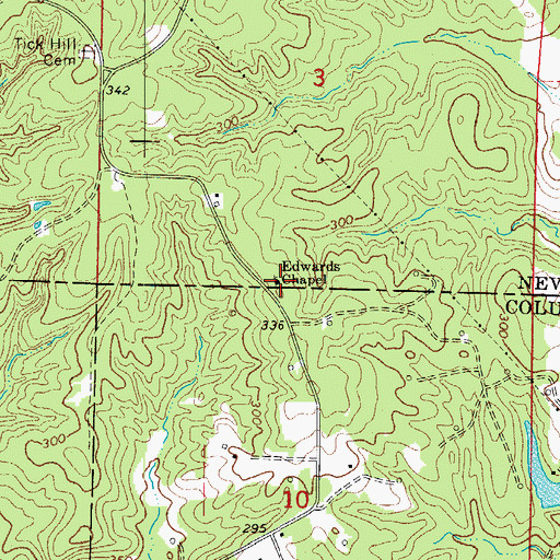 Topographic Map of Edwards Chapel, AR