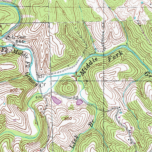 Topographic Map of Buck Lick Branch, KY