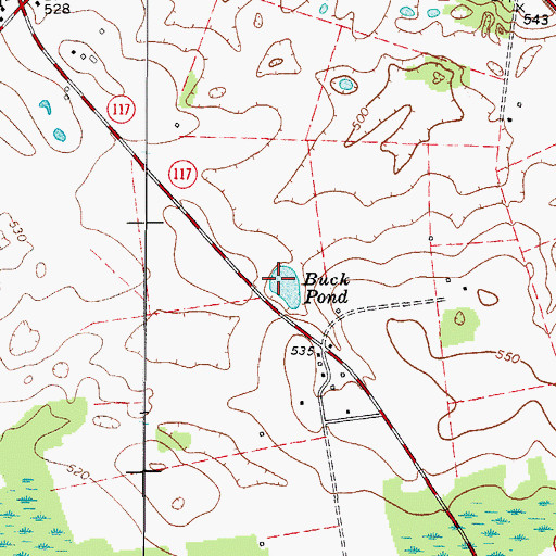 Topographic Map of Buck Pond, KY