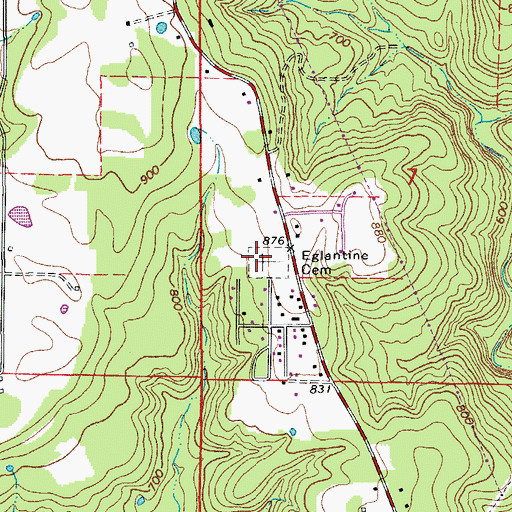 Topographic Map of Eglantine Cemetery, AR
