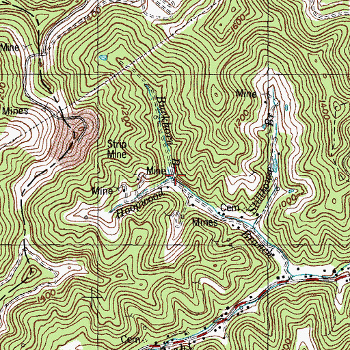 Topographic Map of Buckhorn Branch, KY