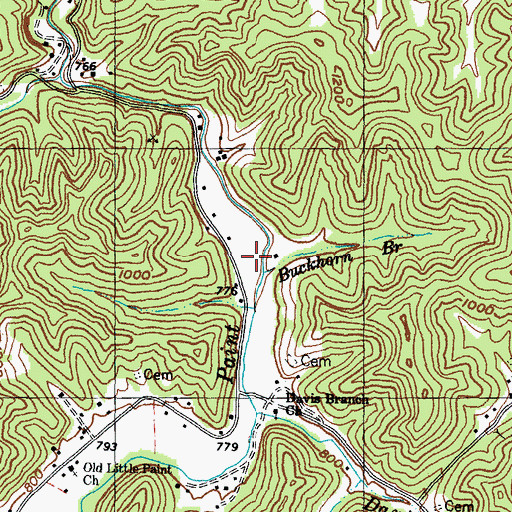 Topographic Map of Buckhorn Branch, KY