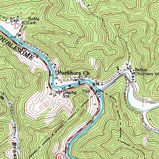 Topographic Map of Buckhorn Church, KY