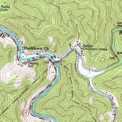 Topographic Map of Buckhorn Creek, KY