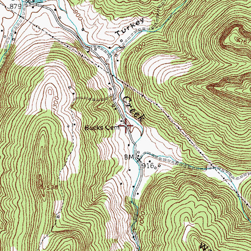 Topographic Map of Bucks Cemetery, KY
