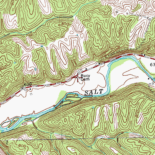 Topographic Map of Bucy Cemetery, KY