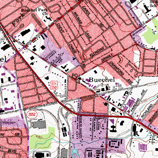 Topographic Map of Buechel, KY