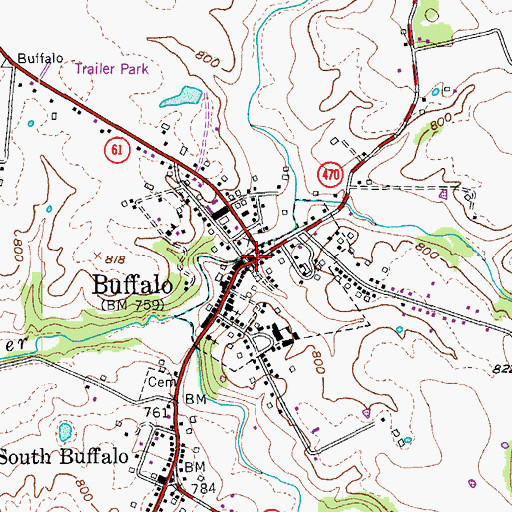 Topographic Map of Buffalo, KY