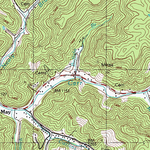 Topographic Map of Buffalo Branch, KY