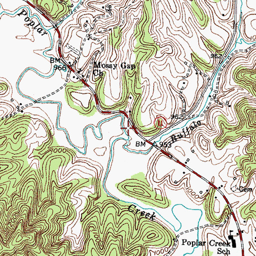 Topographic Map of Buffalo Creek, KY