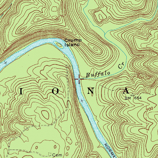 Topographic Map of Buffalo Creek, KY