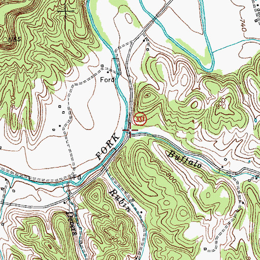 Topographic Map of Buffalo Creek, KY