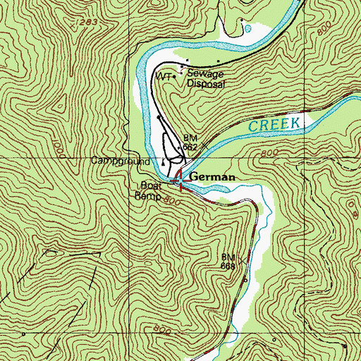 Topographic Map of Buffalo Creek, KY